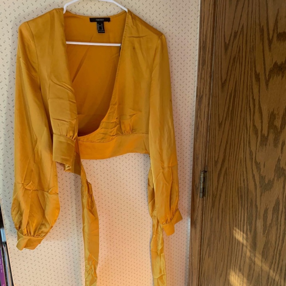 Yellow Sayin Wrap Top (Forever 21)